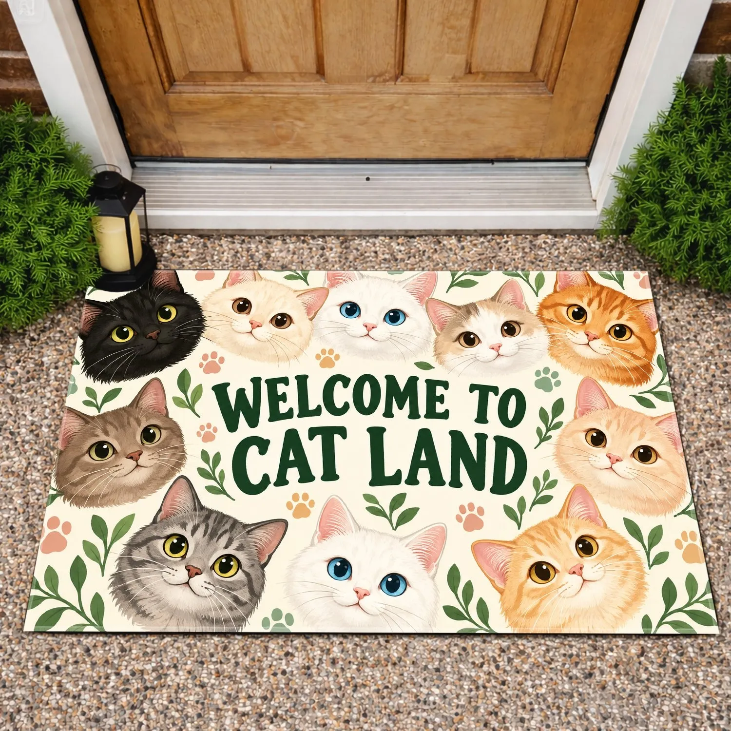 Colorful Cartoon Cat Welcome Message for Cat Lovers and Cozy Home Entryway Decor Doormat - 1