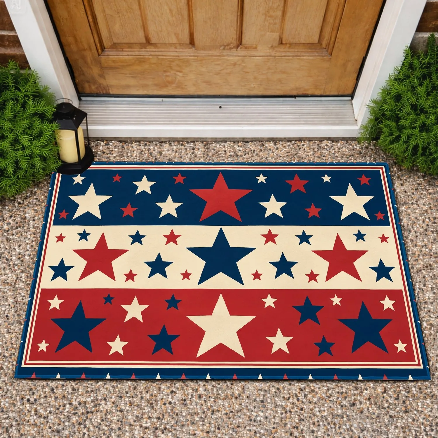 Patriotic Red White Blue Stars for Independence Day Summer Celebrations Doormat - 1