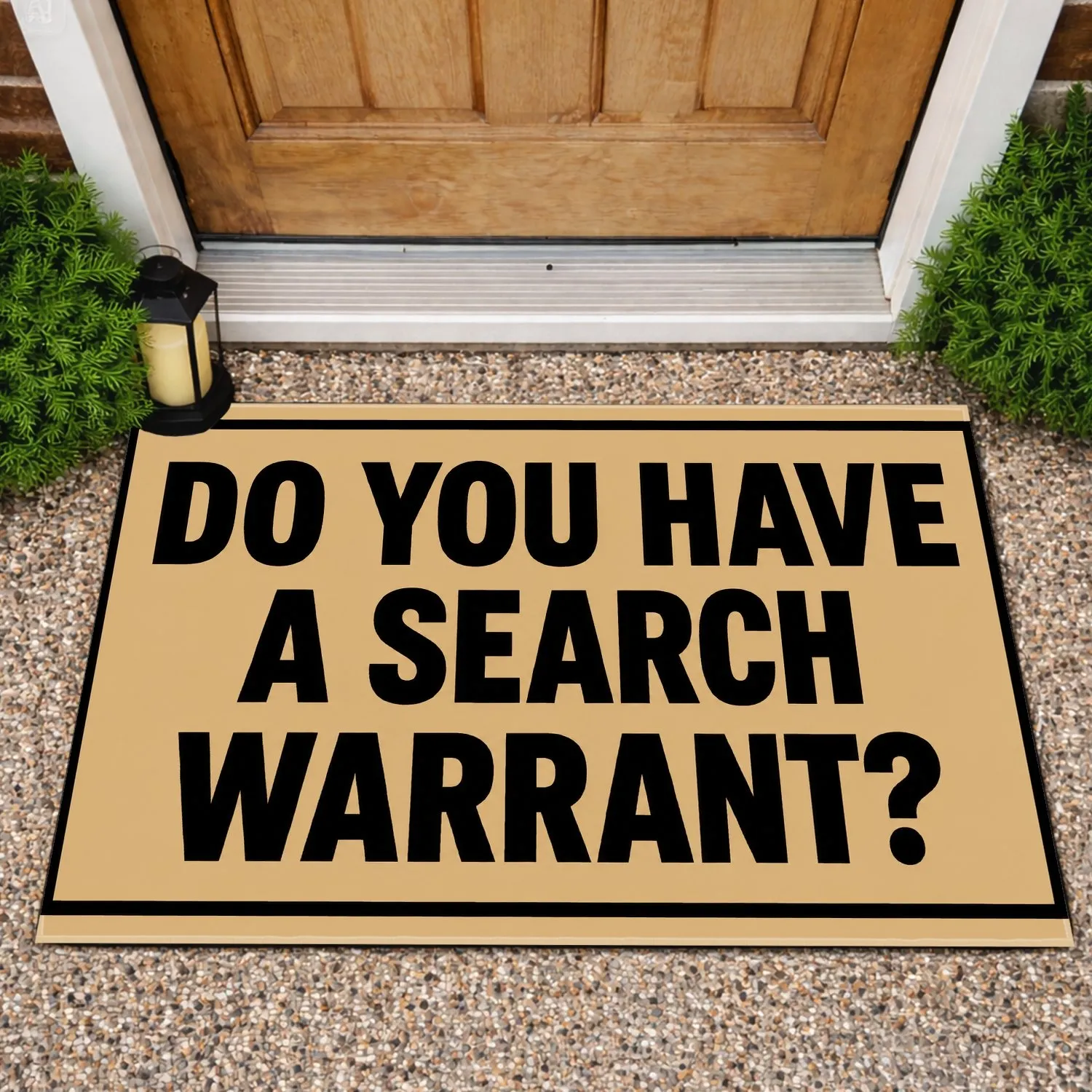 Search Warrant Question Typography for Bold Entryway Humor and Everyday Home Style Doormat - 1