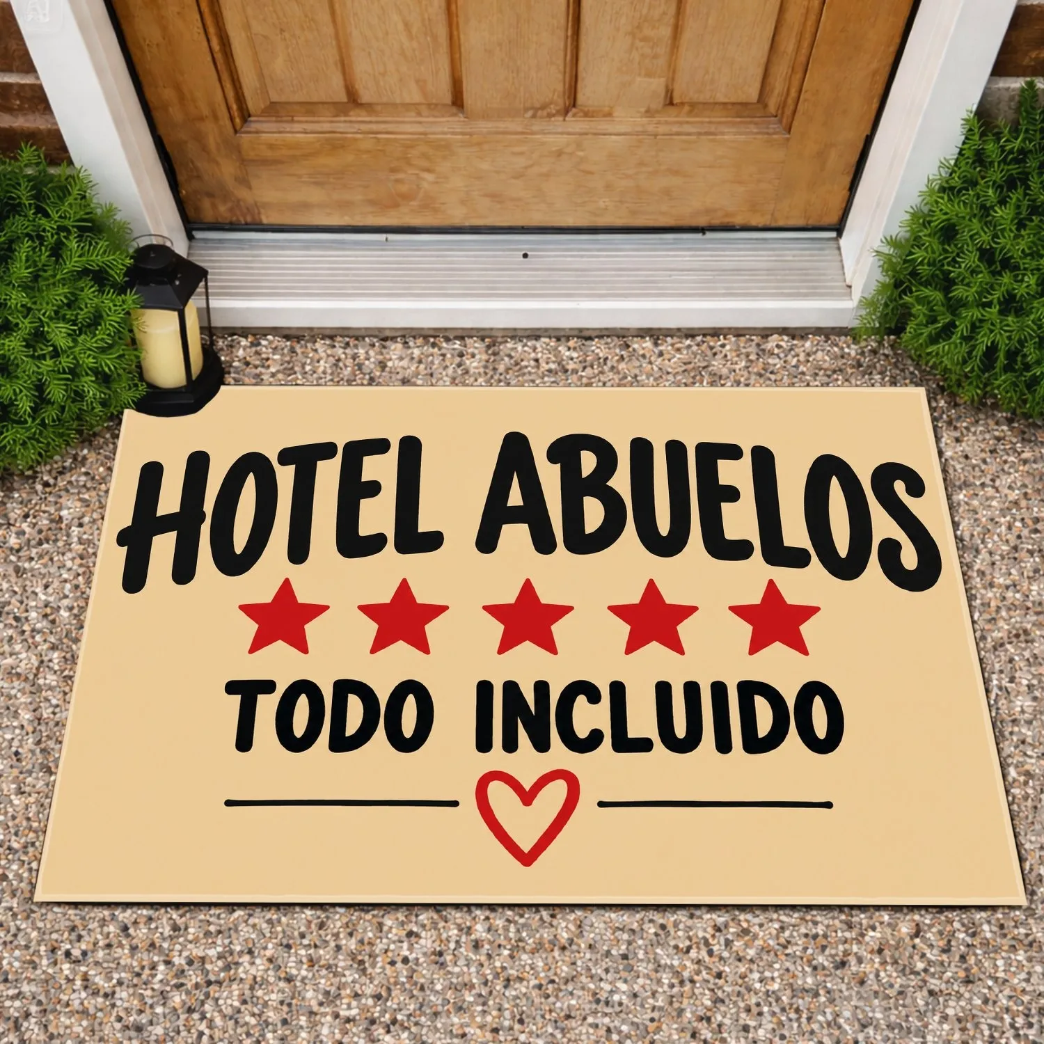Spanish Grandparents All-Inclusive Hotel Sign for a Warm Family Home Entryway Decor Doormat - 1