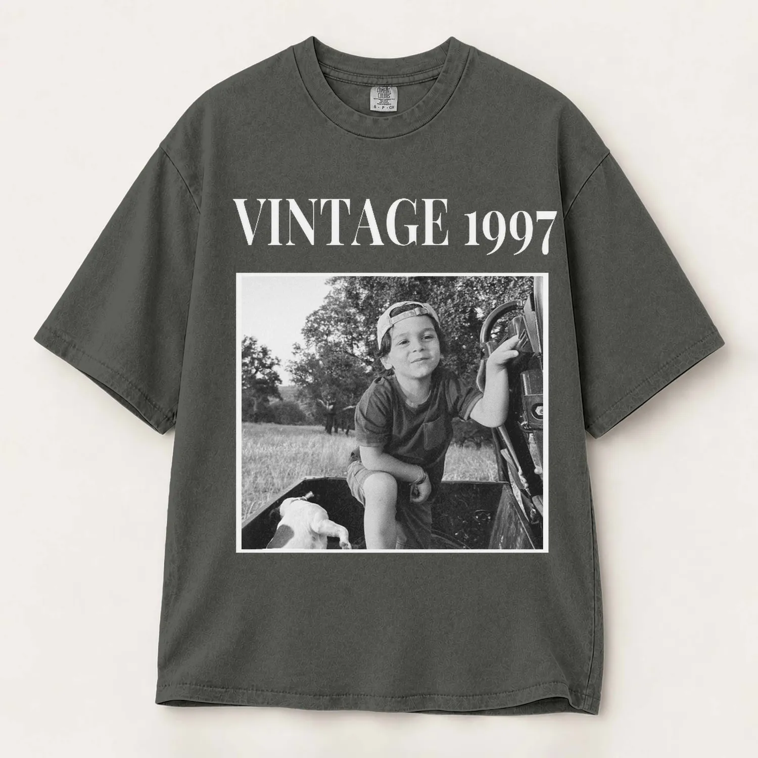 Personalized Bootleg Tee – Custom Photo & Year, Vintage Black and White Photo Birthday Gift - 1