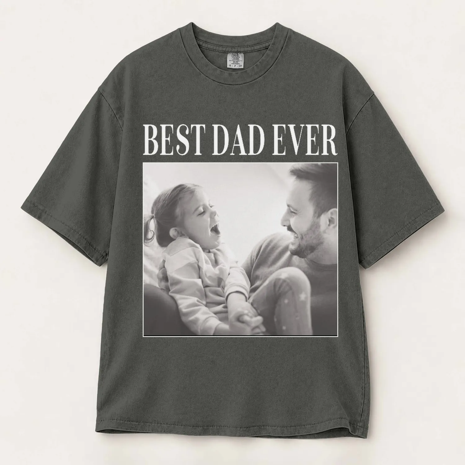 Personalized Bootleg Tee – Custom Photo & Text, Best Dad Ever Black and White Photo Father's Day Gift - 1
