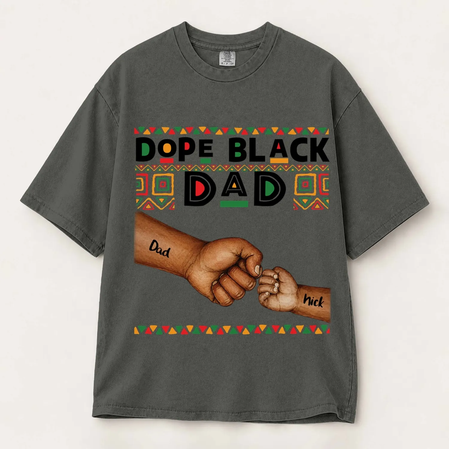 Personalized Bootleg Tee – Custom Kids Names, Dope Black Dad Fist Bump Father's Day Gift - 1