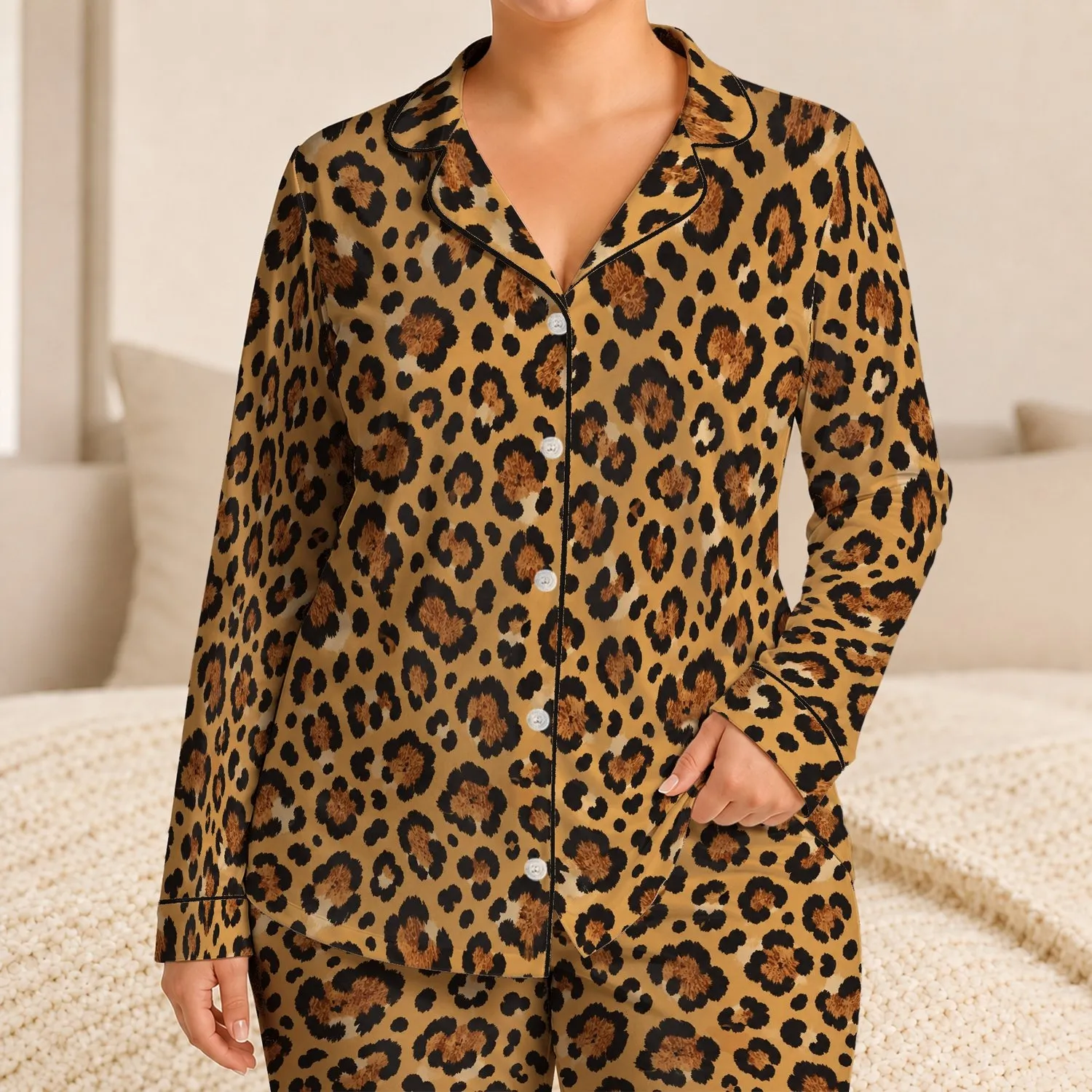 Classic Leopard Spots for Cozy Nights and Relaxed Everyday Lounging at Home for Women Satin Pajamas Set - 1