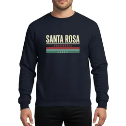 California Enthusiasts' Retro Distressed Santa Rosa California Typographic Muted Cream Red Teal Green Stripes Sweatshirt