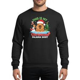 Capybara Fans' Humorous Capybara Santa Hat Green Red White Christmas Tree Snowman Gingerbread Scene Sweatshirt