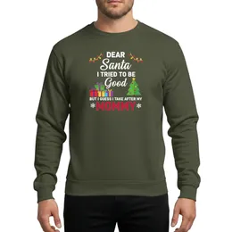 Festive Family Humor White Script Block Text Christmas Lights Gift Boxes Tree Snowflakes Red Green Yellow Pink Design Sweatshirt