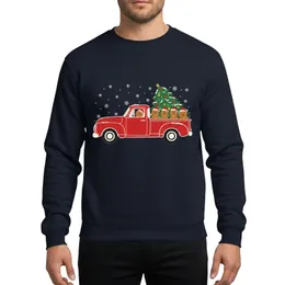 Dog Parents' Distressed Vintage Red Pickup Truck with Four Golden-Brown Doodle Dogs Festive Snow Scene Sweatshirt