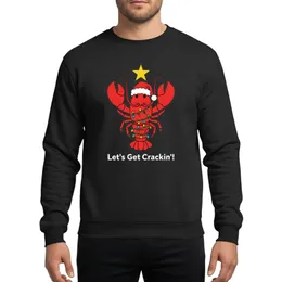 Christmas Partygoers' Vibrant Red Lobster Santa Hat Multi-Color Lights 'Let's Get Crackin'! Sweatshirt