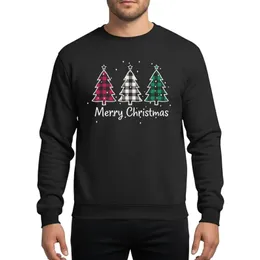 Holiday Enthusiasts Rustic Hand-Drawn Red Green Buffalo Plaid Christmas Trees Merry Christmas Snow Sweatshirt