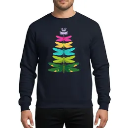 Holiday Insect Lovers' Fantastical Dragonfly Christmas Tree, Symmetrical Stacked Art, Vibrant Rainbow Colors Sweatshirt