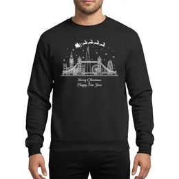 London City Lovers' Minimalist White Grey Festive Skyline Santa Sleigh Snowflakes Script Sweatshirt