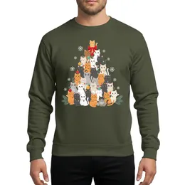 Cat Lovers' Whimsical Multi-Color Feline Christmas Tree Colorful Lights Ornaments Snowflakes Sweatshirt