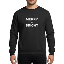 Christmas Style Fans' White 'MERRY BRIGHT' Text Star Icon Minimalist Design Sweatshirt