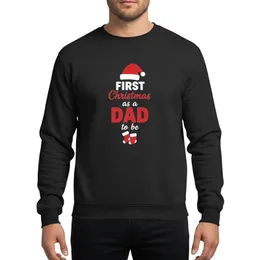 Future Dads' Red White Santa Hat & Baby Stockings Festive 'First Christmas DAD to be' Lettering Sweatshirt