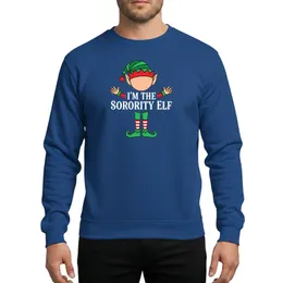 Sorority Sisters' Festive Cartoon Elf Bright Green Red White Striped Hat Legs Arms 'I'M THE SORORITY ELF' Sweatshirt