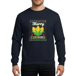 Corn Lover's Merry CORNMAS Pixelated Corn Cobs & Festive Red Green White Holiday Pattern Sweatshirt