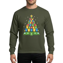 Kids' & Truck Lovers' Whimsical Recycling Bin Christmas Tree Festive Flat Art Sweatshirt