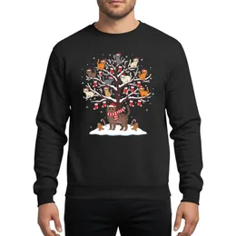 Cat Lovers' Whimsical Winter Snow Tree Cats Red Santa Hats Gingerbread Candy Cane Scene Sweatshirt