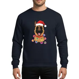 Belgian Malinois Lover's Playful Malinois Dog Santa Hat Red Green Blue Orange Christmas Lights Art Sweatshirt
