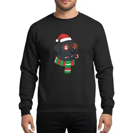 Black Labrador Lovers Playful Cartoon Black Lab Santa Hat Red Green Scarf Santa Reindeer Reflections Sweatshirt