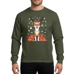 Wolf Lovers' Majestic Wolf with Santa Hat Reindeer Antlers Festive Red Gold Green Gifts Sweatshirt