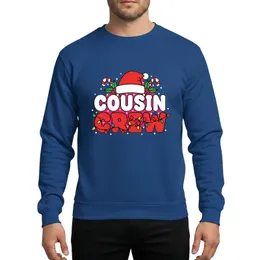 Cousin Group Festive Bold Typography Red Green White Multi-Color Lights Santa Hat Candy Canes Holly Snow Sweatshirt