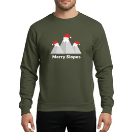 Climbers & Hikers' Geometric Grey Mountains Red Santa Hats White Merry Slopes Sweatshirt