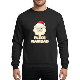 Festive Animal Lovers' Charming Cream Sheep Bright Red Santa Hat Humorous Fleece Navidad Text Sweatshirt