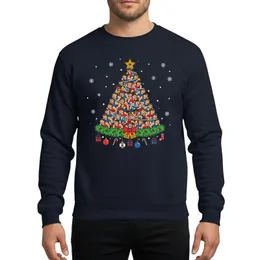 Wrestling Fan's Cartoon Grappler Christmas Tree Red Blue Gold Lights Candy Canes Sweatshirt