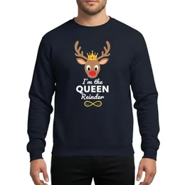 Women's Festive Christmas Whimsical Red-Nosed Reindeer with Golden Crown, Bold 'I'm the QUEEN Reindeer' Text Sweatshirt