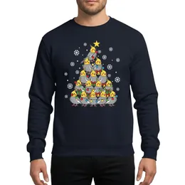 Bird Lovers & Christmas Fans' Whimsical Grey Cockatiel Christmas Tree Stack Festive Yellow Star Colorful Lights Snowy Flat Art Sweatshirt