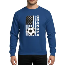 Soccer Grandpas Distressed Grunge White American Flag Soccer Ball Stacked GRANDPA Sweatshirt