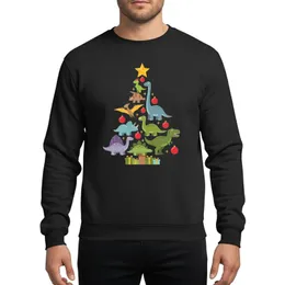 Family & Kids' Whimsical Christmas Dinosaur Tree Festive Multi-Color Cartoon Artwork with Golden Star & Gifts Sweatshirt