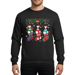 Dog Lovers' Festive Japanese Chin Christmas Stocking Flat-Color Illustration with Red, Green, Gold Garland & Snowflakes Sweatshirt