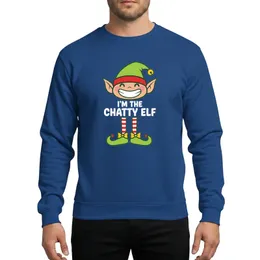 Family Holiday Enthusiasts Funny Chatty Elf Character Lime Green Hat Red Band White Text Red White Striped Legs Curled Shoes Sweatshirt