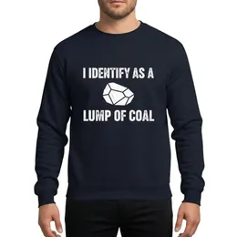 Christmas Humor Enthusiasts' Bold White Distressed 'I Identify As A Lump Of Coal' Text & Faceted Graphic Sweatshirt