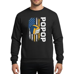 Grandfathers' Volleyball Distressed Patriotic American Flag Grunge POPPOP Art Blue Yellow Grey White Sweatshirt