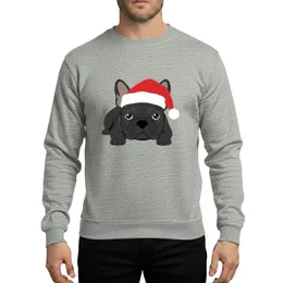 French Bulldog Lovers' Crisp Black Frenchie Red Santa Hat Christmas Flat Graphic Design Sweatshirt