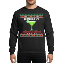 Holiday Cocktail Fans' Pixel Art Margarita Christmas with Green Glass, Red Text & Festive Ugly Sweater Style Border Sweatshirt