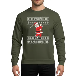 Christmas Golfers Humorous Golfing Santa Claus Ugly Christmas Sweater Knit Pattern Red White Black Sweatshirt