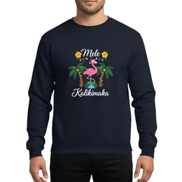 Tropical Holiday Fans' Whimsical Pink Flamingo Red Santa Hat Palm Tree Mele Kalikimaka Festive Design Sweatshirt