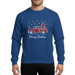 Christmas Enthusiasts' Red Black Buffalo Plaid Vintage Truck Christmas Tree Snowflakes Script Sweatshirt