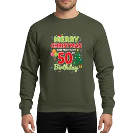 Holiday Birthday Revelers Whimsical Red & Lime Green '50th Birthday' Christmas design, festive balloons, tree, and colorful confetti Sweatshirt