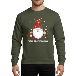 Kids' 'Lil Brother Gnome' Red Santa Hat White Polka Dots Christmas Lights Holly Lantern Candy Cane Snow Design Sweatshirt