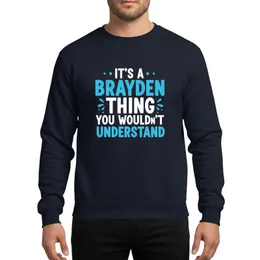 Brayden Individuals' Hand-Drawn Typographic Blue White Doodle Squiggle Text Art Black Background Sweatshirt