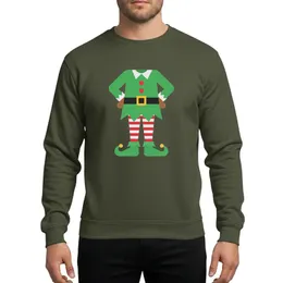 Christmas Costume Fans' Minimalist Geometric Elf Tunic, Kelly Green, Red Striped Pants, Gold Belt Buckle & Pointed Bell Shoes Sweatshirt