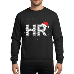 Human Resources Staff White Bubble Art HR Letters Red Santa Hat Snowflakes Black Background Sweatshirt