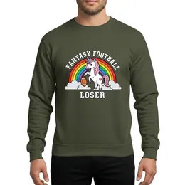 Fantasy Football Fans' Whimsical Fumbling Unicorn, Vibrant Rainbow, Collegiate 'FANTASY FOOTBALL' Design Sweatshirt