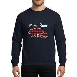Women's Mimi Bear White Distressed Script Red Black Buffalo Plaid Mother Cub Bear Rustic Holiday Sweatshirt